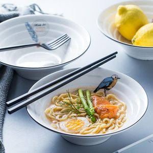 Bols Ramen en céramique de style japonais, chapeau de trompette créatif, grand bol à soupe, salade de fruits, ensemble de nouilles instantanées de style simple