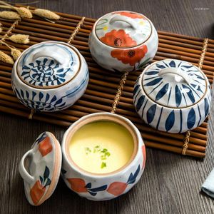 Bols bol à ragoût en céramique de style japonais avec couvercle soupe à l'eau pot à oeufs cuit à la vapeur tasse nid d'oiseau personnalisation de la maison