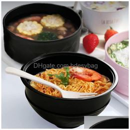 Kommen Japanse stijl Ecofriendly tarwe st noodles bowl met deksel en handvat servies set soep magnegradenbare salade rijst drop leveren dh7pz