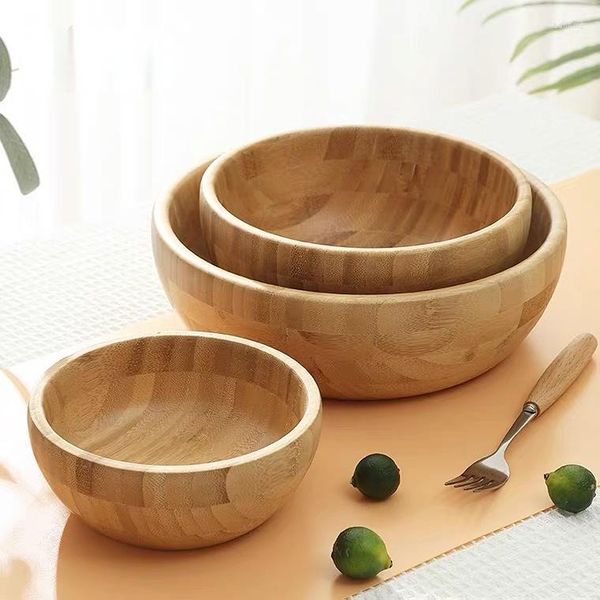 Grand bol à salade en bambou naturel de fruits de style japonais pour des produits de maison écologiques accessoires de vaisselle de cuisine