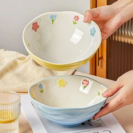 Bols Style japonais peint à la main 7 pouces ménage de ménage ramen de bol nouilles grand instant