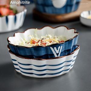 Kommen Japanse stijl thuis keramische bloem mooie kom met fruit 10 polegada salade creatief modern keukengerei platplaat