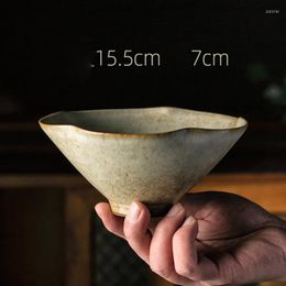 Bols Style japonais feuille de Lotus chapeau en bambou bol 6 pouces en céramique riz Jingdezhen fait à la main chinois ancien Stoare vaisselle