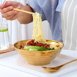 Ciotole Ciotola in acciaio inossidabile in melamina stile giapponese Stoviglie Cucina Zuppa Noodle Piatto di riso Cucchiaio grande ramen Cucchiaio Anti goccia per bambino