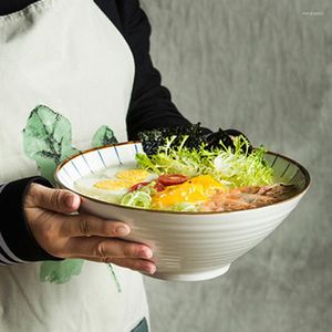 Bols Bol de nouilles de style japonais Ramen domestique instantané grand chapeau vaisselle en céramique plats Restaura