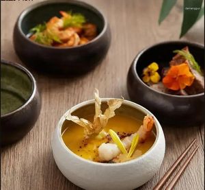 Bols Style japonais rétro bol de riz rond El Restaurant décoration Dessert salade maison cuisine Ramen vaisselle en céramique