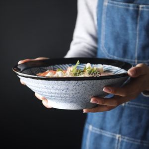 Bols Style japonais Chapeau de vague de mer Creative Grand bol de nouilles Accueil Rétro Soupe en céramique Boeuf Ramen