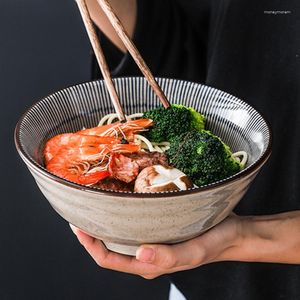 Bols de style japonais sous glaçure maison grand bol à soupe vaisselle en céramique créative chapeau fileté Commercial Ramen instantané