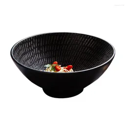 Bols japonais table de table du restaurant nouilles de nouilles bol 7 pouces noire rétro à rayures en céramique rond