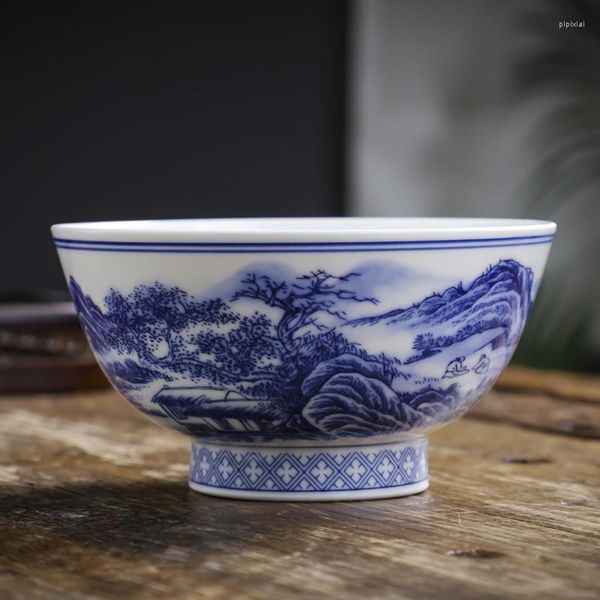 Cuencos Jingdezhen cerámica azul y blanco cuenco de porcelana salud hecho a mano arroz gachas de fideos juego de vajilla