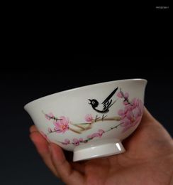 Kommen jingdezhen porselein kom fabriek goederen perzik bloesem vogels handgeschilderde theekop rijst