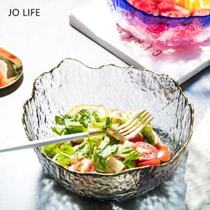 Bols Jo Life Irrégulière Gold Inlay Edge Crystal Bowl Plat Fruit Stockage Cuisine Vaisselle Dessert Salade Verre