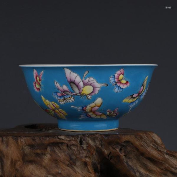Bols Kangxi émail motif papillon bol Antique Jingdezhen porcelaine peinte à la main ornements chinois