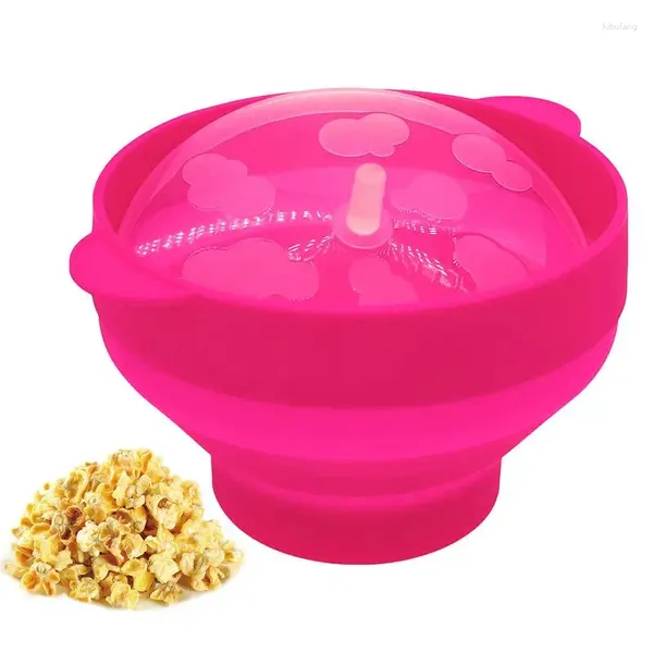 Cuencos Cocina Microondas Palomitas de maíz Tazón Cubo Silicona DIY Fabricante con tapa Chips Plato de frutas Gratis