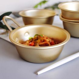 Kommen Koreaanse rijstwijnkom Aluminium Gouden Ramen Soepsalade Japanse Soju Kop Kokoskeukenservies