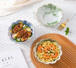 Bols Light Luxury Momening Golden Edge Creative Personnalise Fashion Ceramic Table Varelle Salade Dessert Noir Bowl Rice555550407