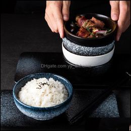 Bols Lingao Bol de riz en céramique unique Dessert nouilles soupe petit mignon créatif japonais livraison directe 2021 maison jardin Kitch Yydhhome Dhus6