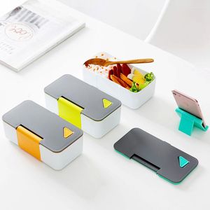 Kommen magnetron lunchbox met mobiele telefoon houder deksel deksel multifunction cijfer pp bento cases student diner container 1 pcc