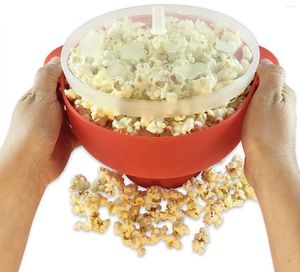 Bols Micro-ondes Popcorn Bol Seau Silicone DIY Rouge Maker Avec Couvercle Chips Plat De Fruits De Haute Qualité Utilitaires De Cuisine