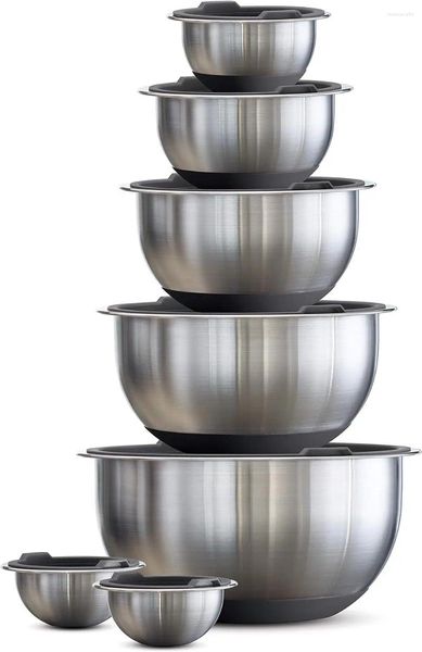 Cuencos para mezclar acero inoxidable 14 piezas gris 80202/507DS Ramen Bowl helado sopa madera plástico lindo Es