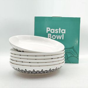 Kommen modern 8,5 inch pasta bowl huishouden 6 pc's keramische saladeplaat creatief specialiteit restaurant keuken servies