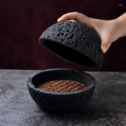 Bols moléculaire créatif cuisine bol imitation volcanique de pierre disque rond de soupe fumée planète noire