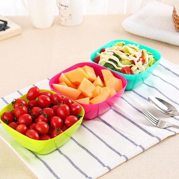 Bols Bol à salade de fruits multi-usages, assiette de melon carrée en plastique de qualité, petit plat d'affichage de bonbons en gros 3 couleurs