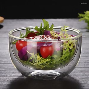 Kommen multifunctionele keuken dubbele muur hittebestendige kom huishouden transparante fruitsalade helder glas