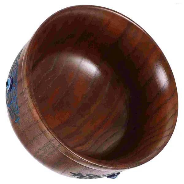 Bols Bol en bois naturel motif mauvais œil décor solide ménage en bois Style ethnique conteneur vaisselle