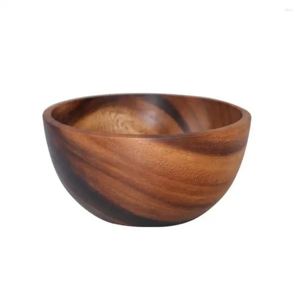 Bols Nature Wood Salad Bowl Eco-Friendly Style Style Fruit Souple Coudures de rangement