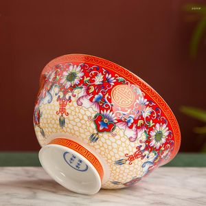Bols peints en porcelaine de porcelaine simple de maison de ménage rétro chinois coutume shouwan nouilles bol jingdezhen osse chinoise