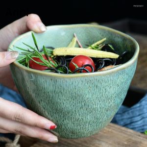 Bols couleur paon glaçure bol en céramique nordique moderne créatif grand coup d'or sous glaçure Ramen salade de fruits maison ustensiles de cuisine