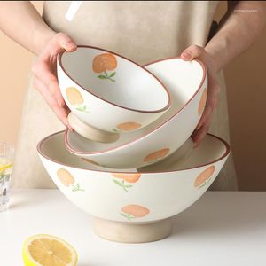 Bowls Persimmon Fruit Soup Bowl Creative Home Kitchen Large Exquisite Ceramic Tableware High Appearance Level Noodle Container