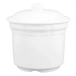 Bols Pot à ragoût à vapeur en céramique personnel: bol à nouilles à soupe blanche de 4 pouces avec couvercle pot de stockage de sucre avec couvercle réservoir de collation de bonbons cuisine