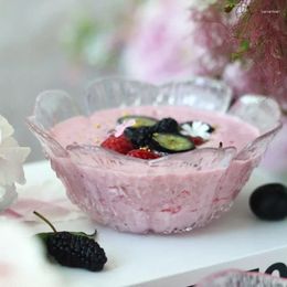 Kommen bloembladen reliëf glazen fruitkom huishoudelijke keukengerei voor keuken ijs dessert cup servies mooie noedel
