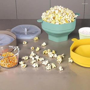 Kommen popcornmaker gemakkelijk te gebruiken magnetron zelfgemaakte siliconen kom graad rode keukenbenodigdheden emmer grijs