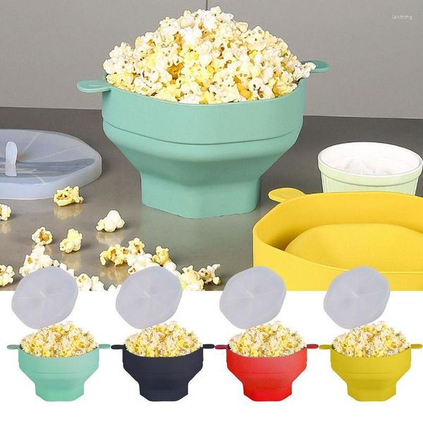 Bols Bol en silicone à pop-corn avec couvercle, chauffage créatif au micro-ondes, résistant à la chaleur, extensible pour nouilles de blé domestiques