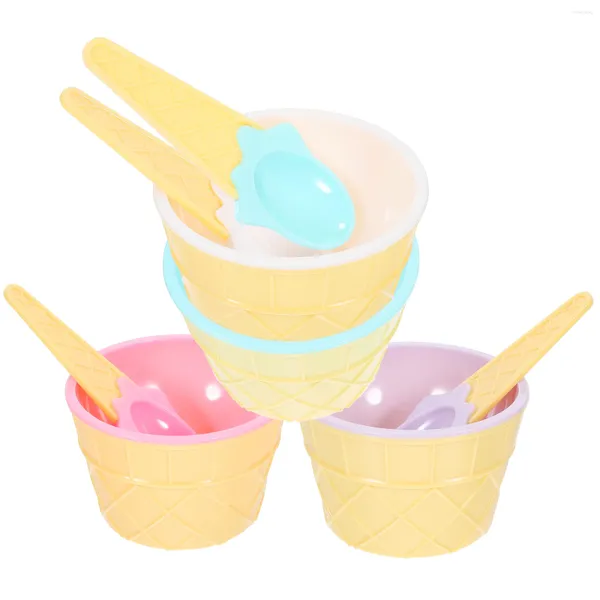 Cuencos Pudín Helado Favores de fiesta Tazas Decorativas Cucharas de postre Plástico Niño Niños Cereal Bar Suministros