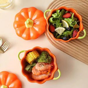 Kommen Pompoenkom Keramiek Soep Salade Granen Met Deksel Bakvormen Oven Bakpan Keuken Halloween Party Festival Decoratie