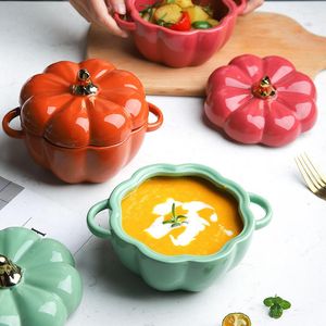 Kommen pompoenvorm bakkom met deksel glazuur au gratin soep salade bakware oven feest pan Halloween decoratie