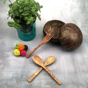 Bols pur noix de coco naturelle fait à la main bol en bois cuillère vaisselle artisanat exquis salade de nouilles Dessert Mousse