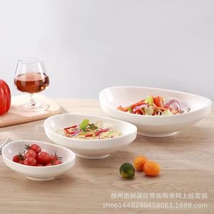 Kommen puur witte keramische creativiteit overspant yuanbao bowl modelleringplaat salade fruit ramen koude schotel