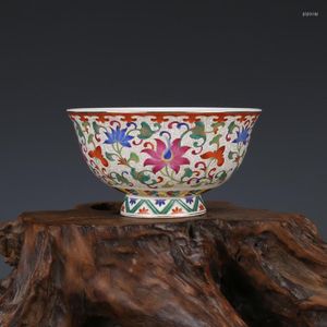 Bols Qing Emperor Qianlong's Famille Rose Flower Bowl Émail Céramique Riz Antique Porcelaine