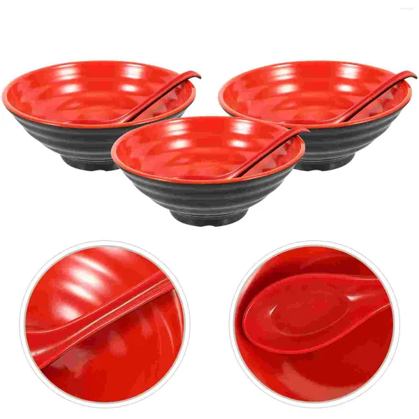 Cuencos Ramen Bowl Set Cerámica Sopa Multiuso Cuchara Melamina Japonés Estilo Grande Fideos Microondas Delicado Plano