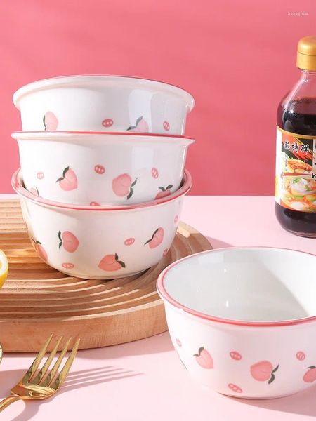 Bols Ramen Bol à fruits Vaisselle en céramique Soupe Salade de riz Exquise Cuisine mignonne Japonaise Décorations de table créatives