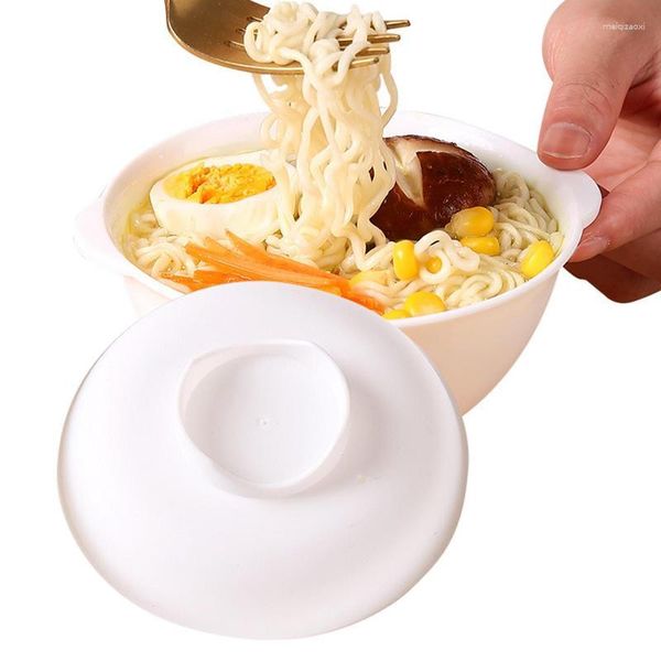 Bols bol de nouilles Ramen micro-ondes avec couvercle pas facile à brûler poignée binaurale chauffage pratique pour bouillie