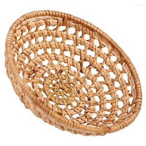 Kommen rattan klein fruitplaat geweven lade multifunctionele opslag opslag zonsondergener houder ontbijtmanden cadeaus leeg chic broodvruchten