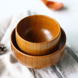 Cuencos Retro redondo cuenco de arroz vajilla pintoresco anti-escaldado fecha agria sopa de madera Noddle accesorios de cocina