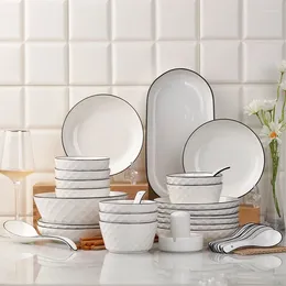 Bols vendant la dernière maison 10 personnes bol à manger de style japonais ensemble de vaisselle assiets en porcelaine plats de soupe céramique