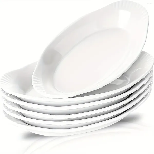 Bols lot de 6 plats à gratin en céramique ovales allant au four en porcelaine blanche ustensiles de cuisine/boulanger 9 I